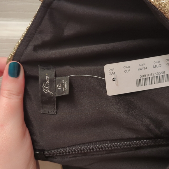 J. Crew Gold Lamé Pleated Midi Dress Size 12 - Picture 2 of 3